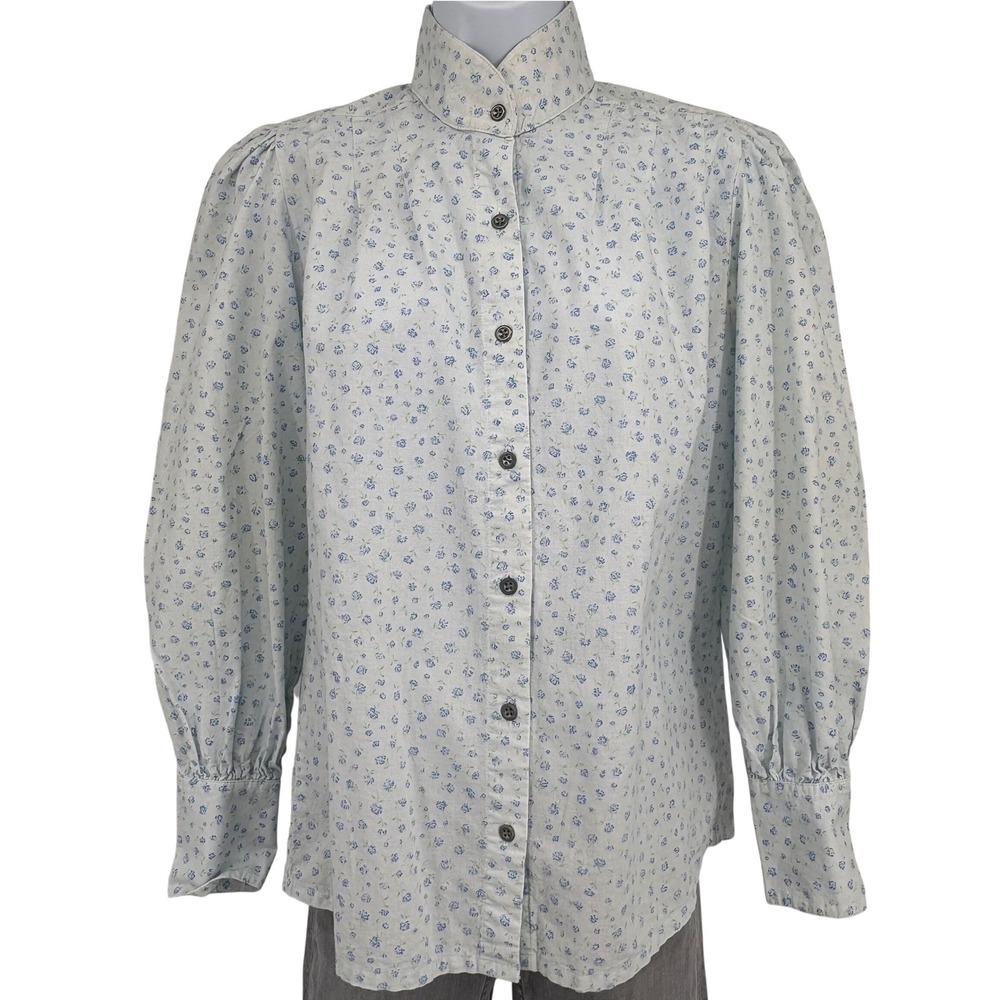 Vtg Frontier Classics Women M Ditsy Floral Button Up Puff Sleeve Prairie Western